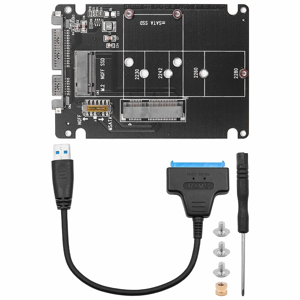 Adapter M.2 NGFF lub mSATA na USB 3.0 2 w 1 NGFF lub mSATA konwerter karta z konwerterem kabla SATA