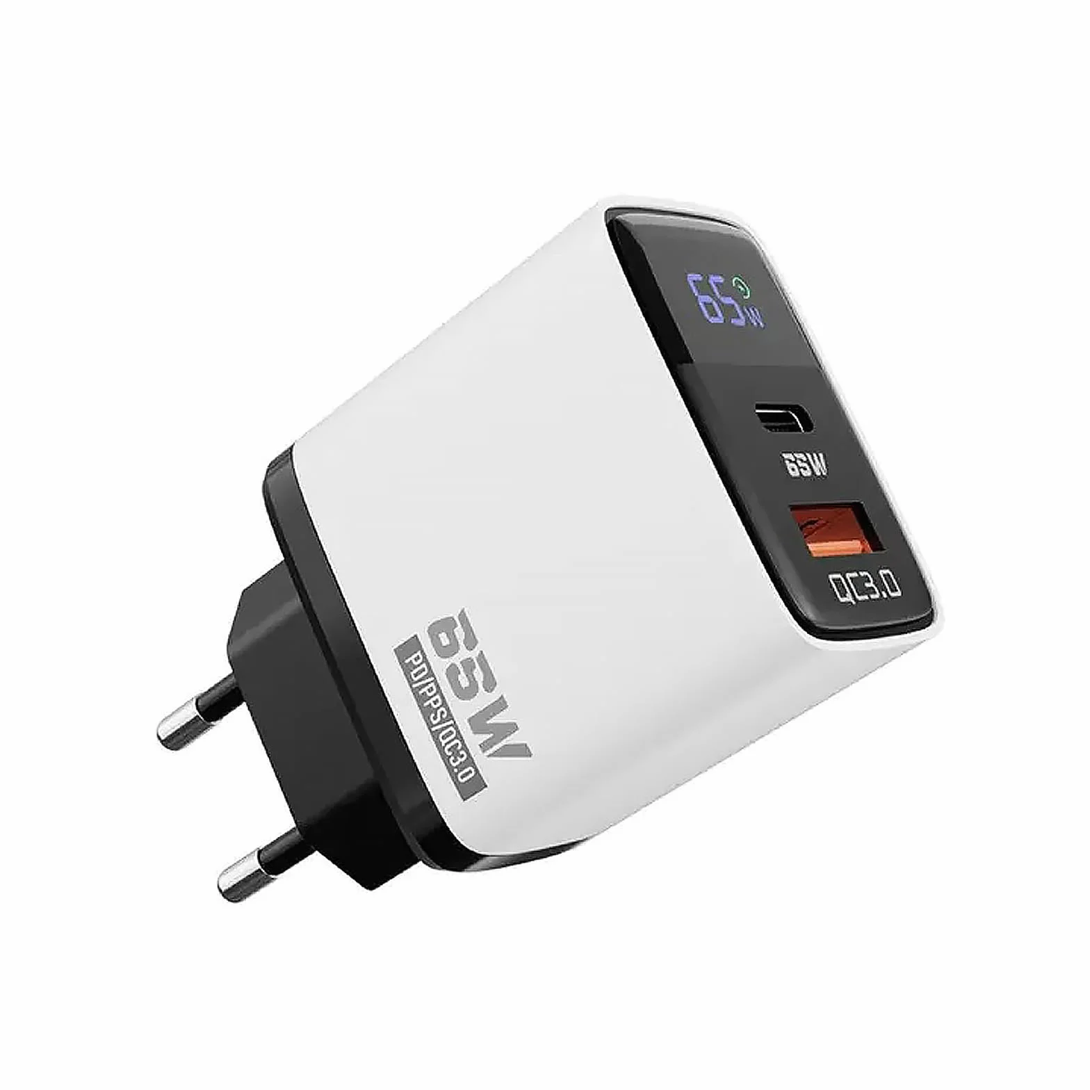 ładowarka USB C 65 W, 2-portowe ładowarki GaN z wyświetlaczem LED, PPS i PD do iPhone 17/16/15, MacBook, iPad, Samsung, telefonów komórkowych i laptopów