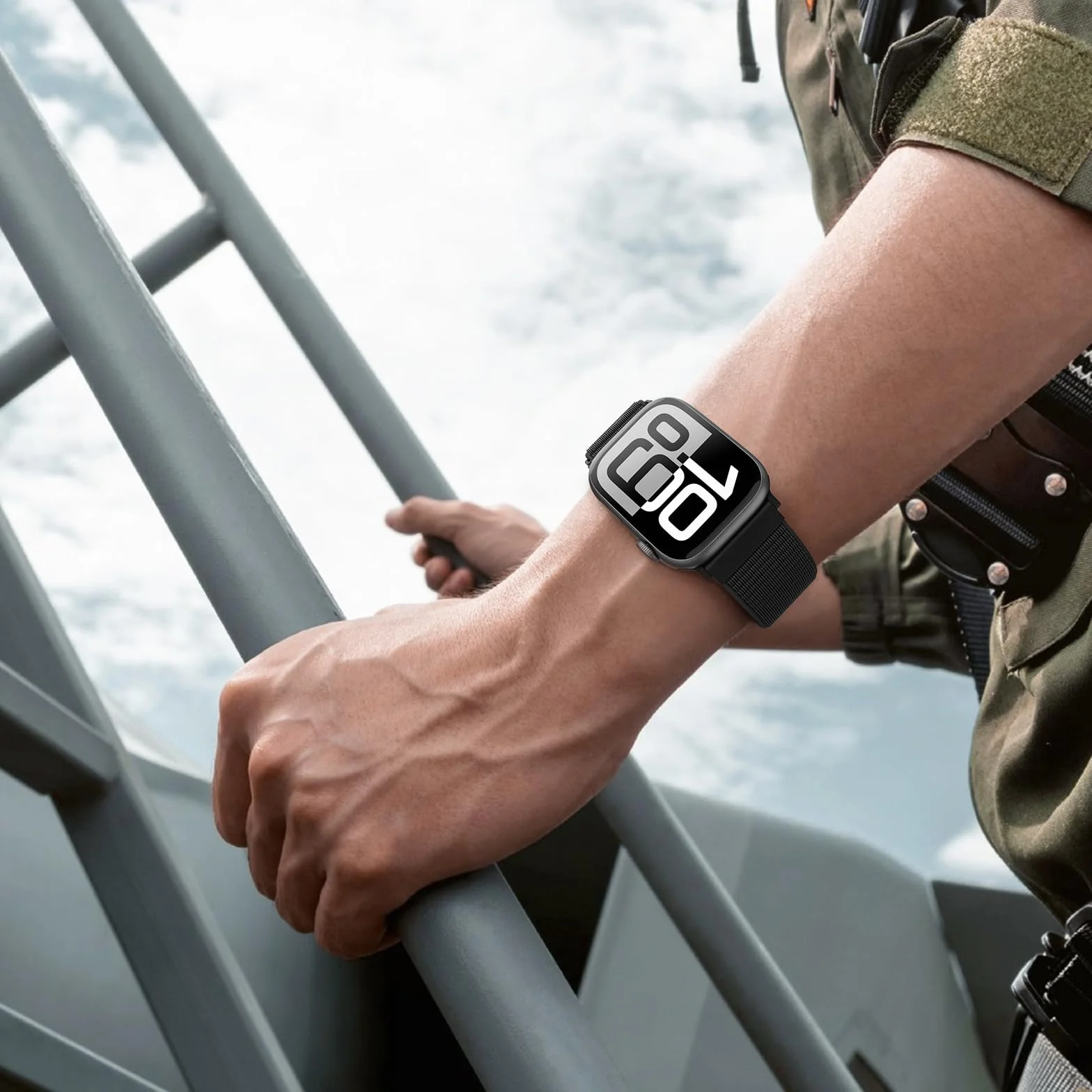 AMSKY Nylonowy, sportowy pasek typu loop do zegarka Apple Watch serii 10, 9, 8, 7, 6, 5, 4, 3, 2, 1, SE, Ultra (40/42/46/44/45/41/38/49 mm), oryginalny design do iWatch, dla kobiet i mężczyzn