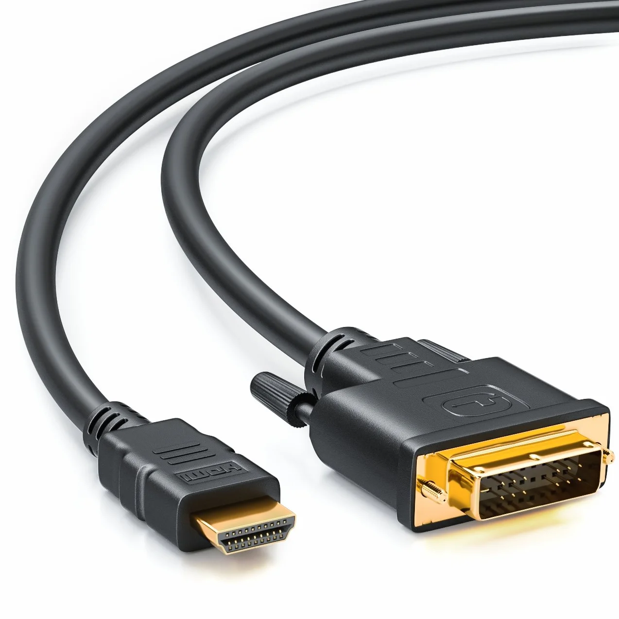 deleyCON 2m HDMI na DVI Kabel DVI-D DVI-I High Speed 3D Ready Kabel Adaptera 1080p FULL HD HDTV 3D Projektor Laptop Monitor TV - Czarny
