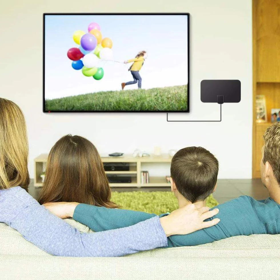DollaTek Cyfrowa antena telewizyjna o zasięgu 50 mil, wzmacniacz sygnału, kompatybilny z telewizorem HDTV, do użytku wewnątrz i na zewnątrz, antena 4K DVB-T2 ATSC