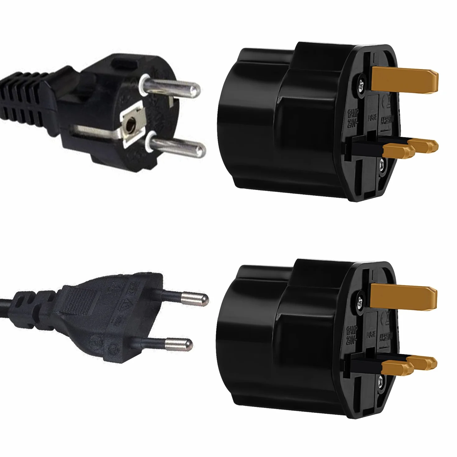 Incutex 6x Adapter Podróżny EU do UK – Schuko 2-Pin na 3-Pin UK – Kompaktowa Przejściówka do Wielkiej Brytanii, Irlandii, Dubaju, Singapuru, Hongkongu – Czarny