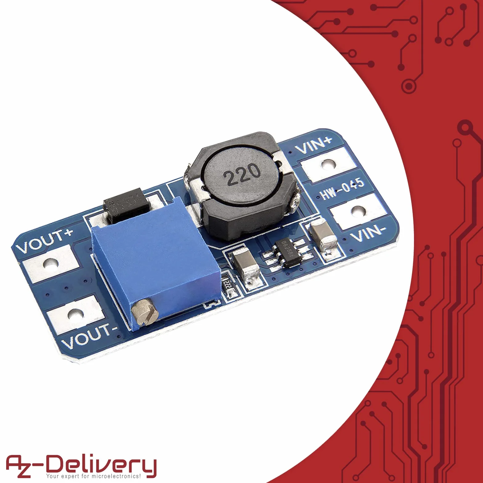 AZDelivery 5 x MT3608 DC-DC Moduł Step up kompatybilny z Arduino w tym eBook!