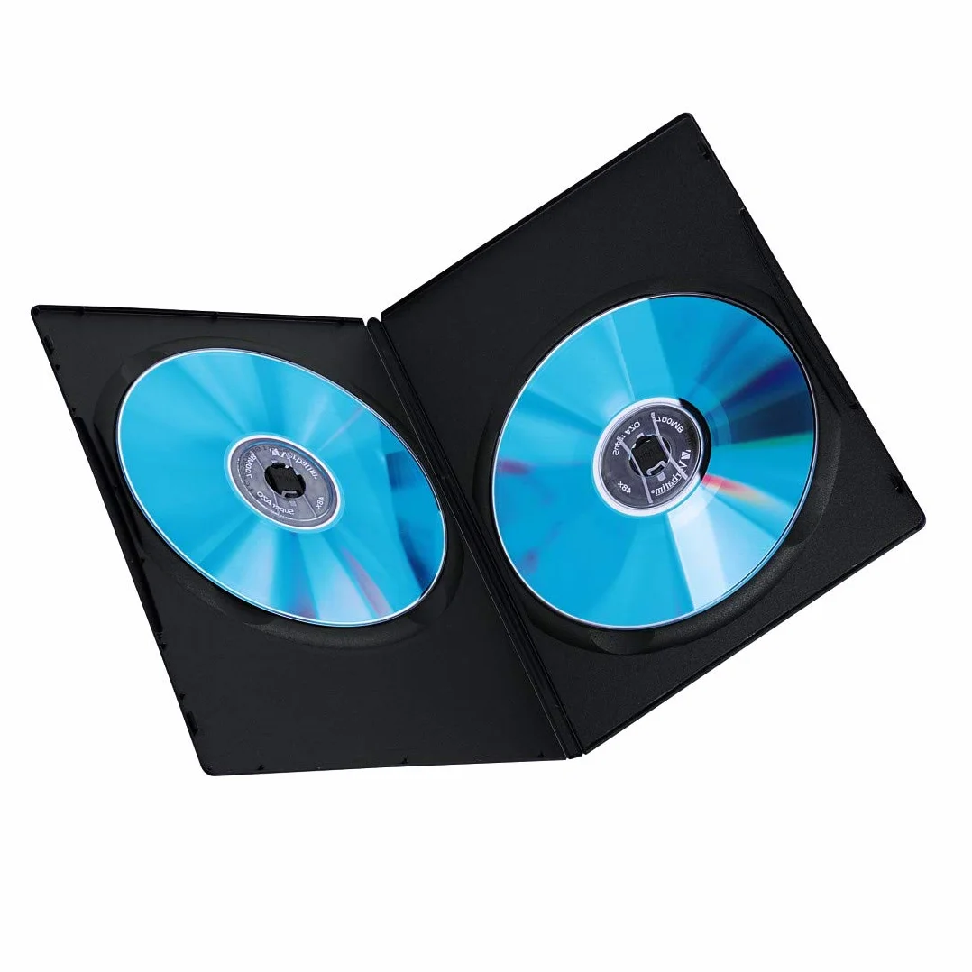 Hama Podwójne etui na DVD Super Slim opakowanie 10 szt. (pasuje również do płyt CD i Blu-rays) ultra wąskie, z folią do wkładania osłony, czarne