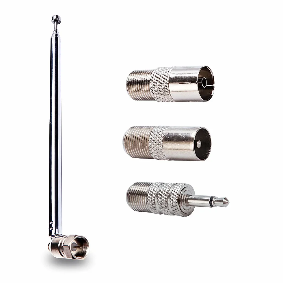 VooGenzek 7-Sekcji Teleskopowa Antena Radiowa DAB, Antena Antenowa FM z Przewodem 75 Ohm, Złącze Męskie Typu F z 3 Adapterami, do Radia Stołowego, Odbiornik Stereo HiFi AV Mini System