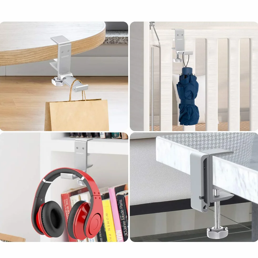 aceyoon składany uchwyt na słuchawki gamingowe z aluminium organizer na kable (srebrny)