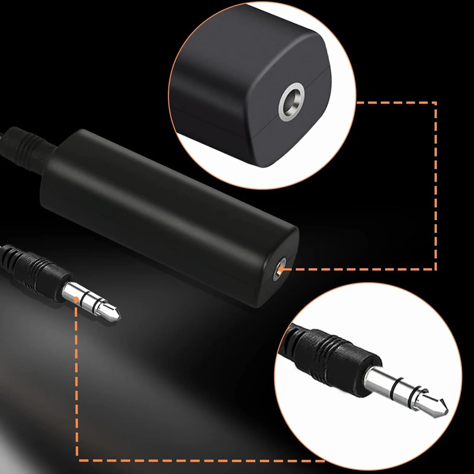 Powice Filtr przeciwzakłóceniowy jack, izolator Ground Loop, filtr przeciwzakłóceniowy, radio samochodowe, filtr 3,5 jack z kablem audio 3,5 mm, do radia samochodowego