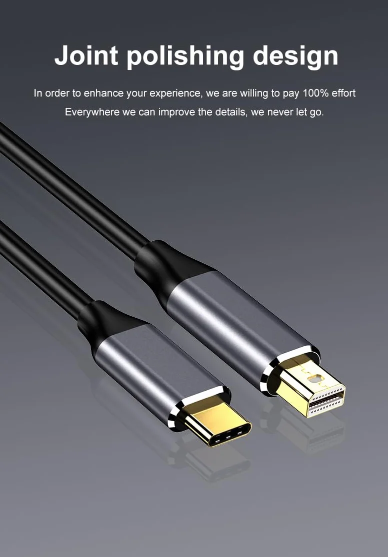 Reagle Kabel USB C do Mini DisplayPort, 4K 60Hz Thunderbolt 3 10Gbps DTS-HD 7.1 Dolby Digital Adapter, Konwerter USB-C Mini DP do iMac Dell XPS Surface Lenovo Samsung