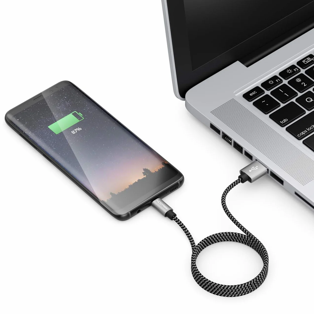 deleyCON 3,0m Nylonowy Kabel Micro USB - Kabel ładujący/danych, Metalowe Wtyki - ładowanie i Synchronizacja - Telefon, Smartfon, Tablet
