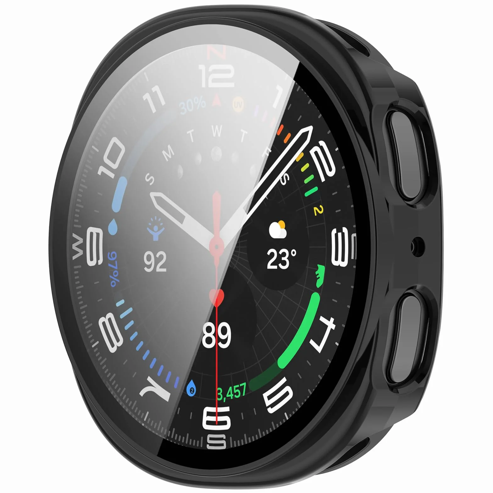 Etui Samsung Galaxy Watch 8 40 mm, Twarde Antykolizyjne Poliwęglan + Folia Hartowane Szkło (Czarne)