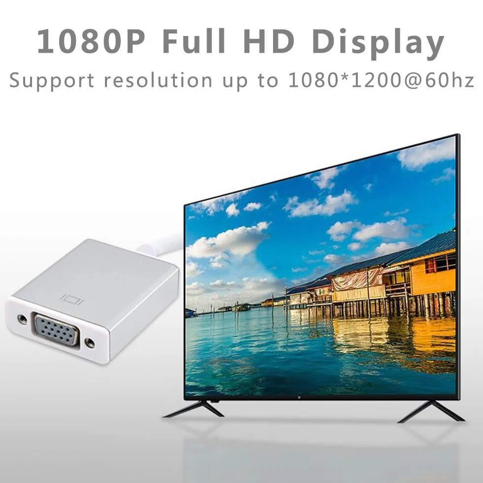 Adapter USB C na VGA konwerter Thunderbolt 3 kompatybilny z MacBook Pro 2019 Samsung Galaxy srebrny