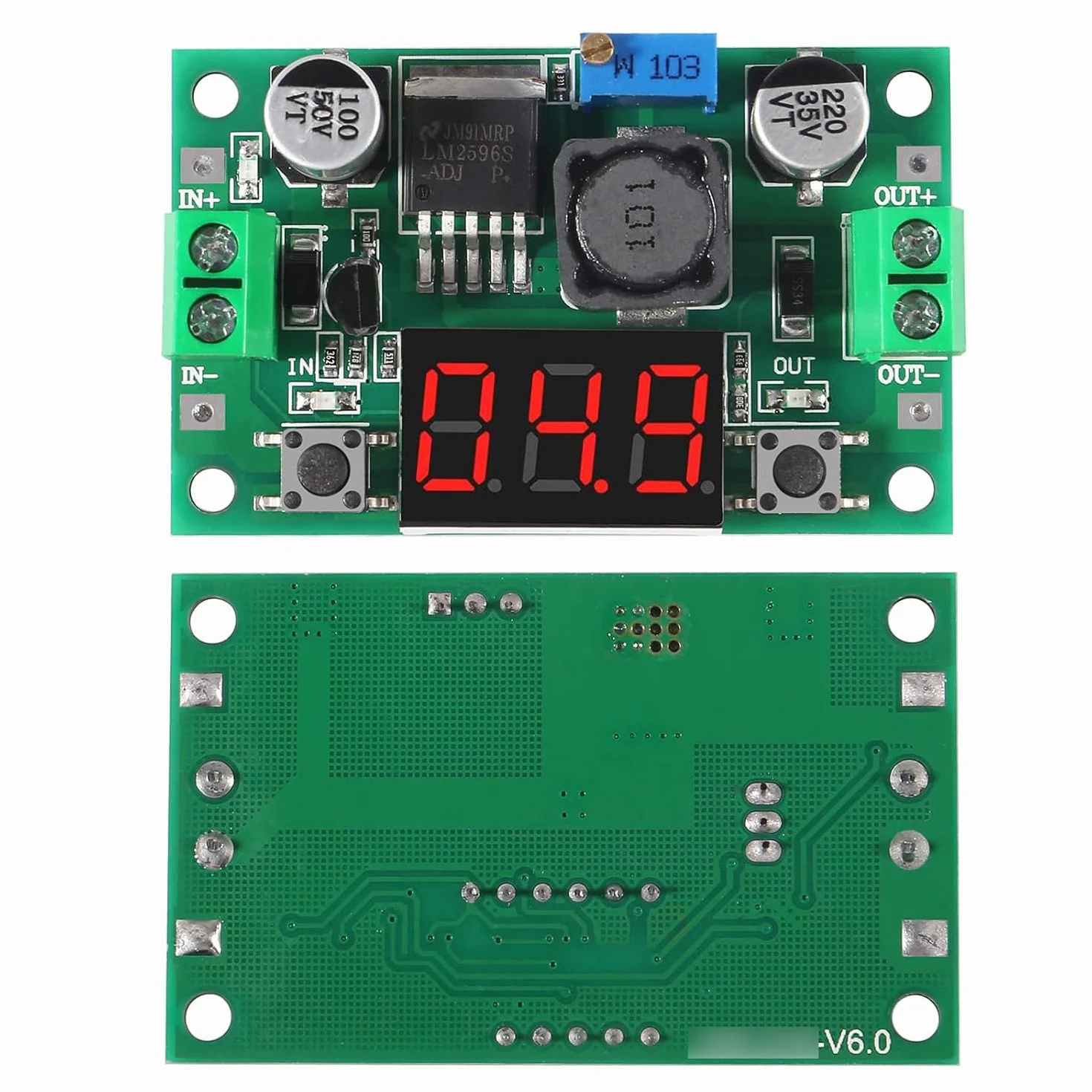 RUNCCI-YUN Regulowany Zasilacz DC Step Down Converter 4-40V na 1,25-37V z Woltomierzem LED
