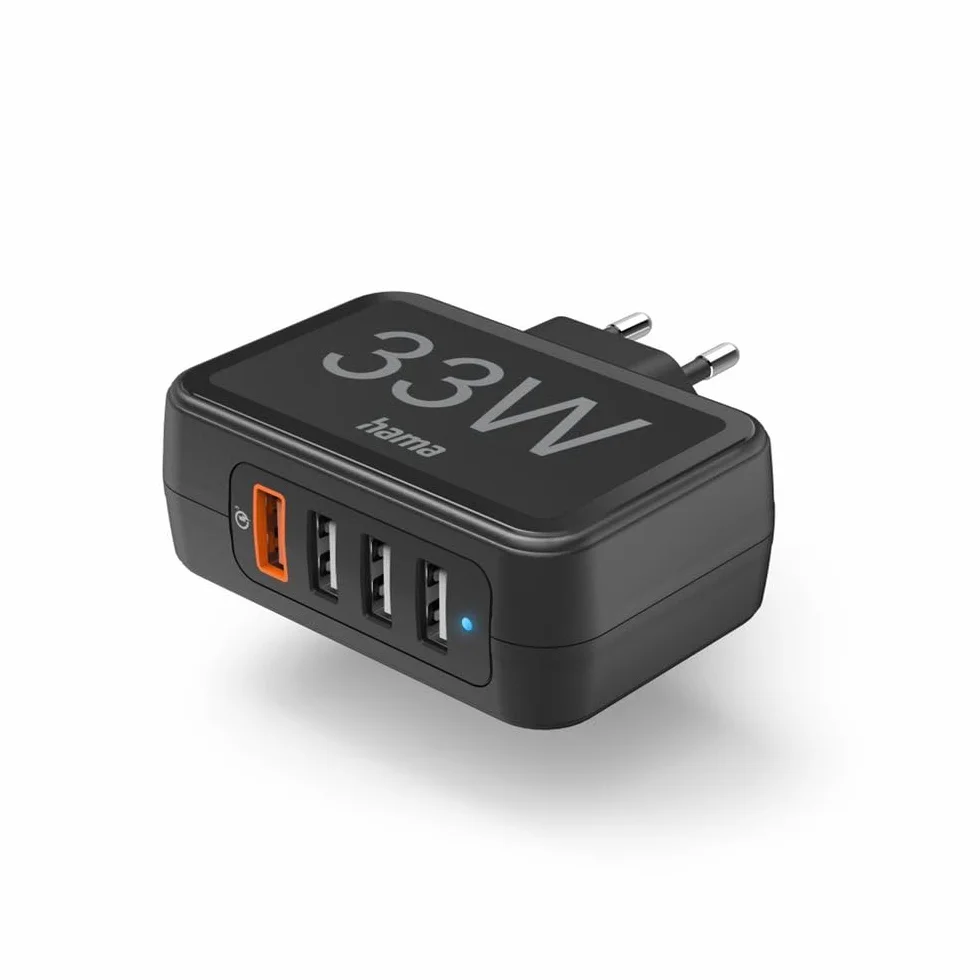 Hama ładowarka sieciowa 33W 4 gniazda USB A Quick Charge czarna
