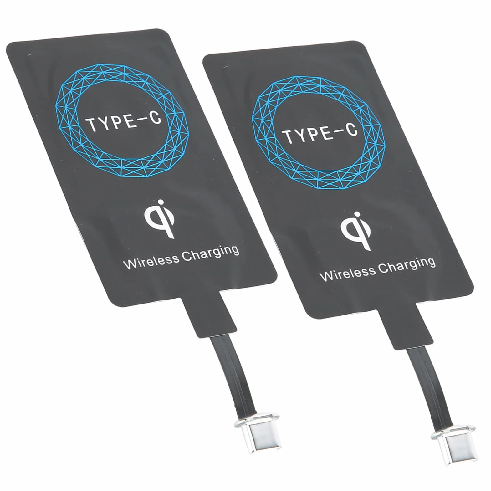 Bezprzewodowy Adapter do ładowania, Bezprzewodowa ładowarka do Telefonu, 2 szt. Bezprzewodowa ładowarka QI Typu C Samoprzylepna Naklejka Odbiornik ładujący do Telefonu Komórkowego
