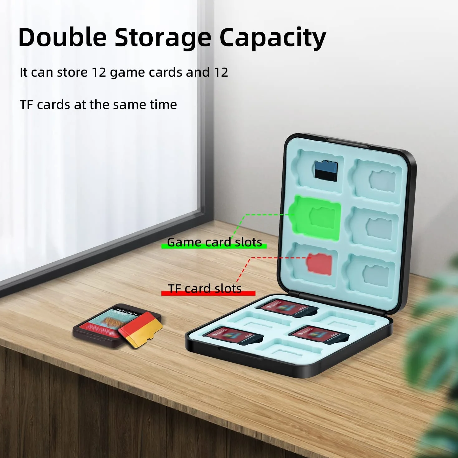 Mcbazel Etui na karty do gier Nintendo Switch OLED/Switch2 Lite Czarny 12 gniazd