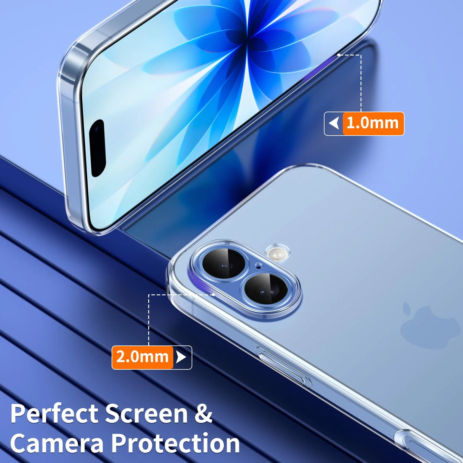 Phoona Etui ochronne na iPhone 17 z 2 szkłami hartowanymi, przezroczyste silikonowe TPU Anti-Shock & Anti-Scratch