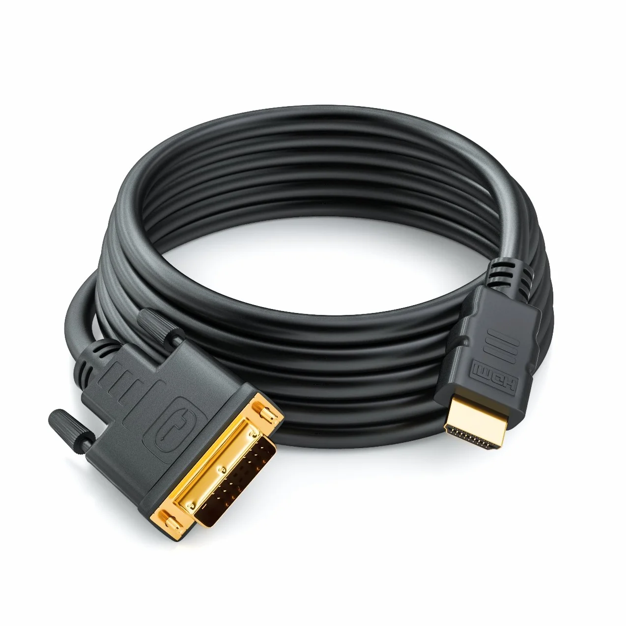 deleyCON 2m HDMI na DVI Kabel DVI-D DVI-I High Speed 3D Ready Kabel Adaptera 1080p FULL HD HDTV 3D Projektor Laptop Monitor TV - Czarny