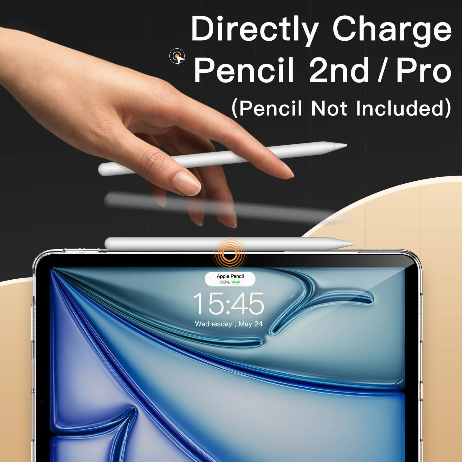 JETech Etui dla iPad Air 11 Cala M4/M3/M2 (2026/2025/2024), iPad Air 5/4 (Model 2022/2020, 5e/4e Gen), Miękki TPU Tabletu Case, Wspierać Pencil Pro/Pencil 2 Ładowania (Przezroczyste)
