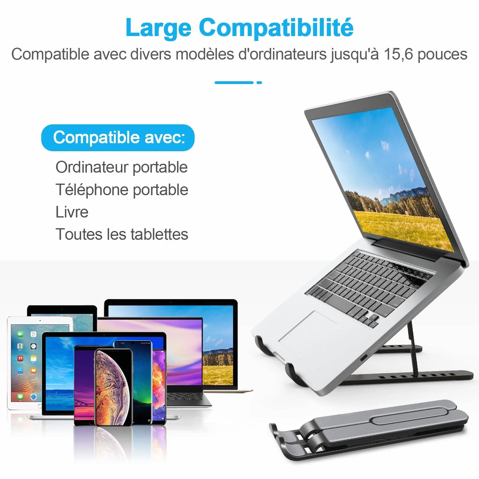 Stojak na laptopa, 8-poziomowy stojak na laptopa, antypoślizgowy silikonowy stojak kompatybilny z MacBookiem, Lenovo, HP, innymi laptopami 10" - 15,6"
