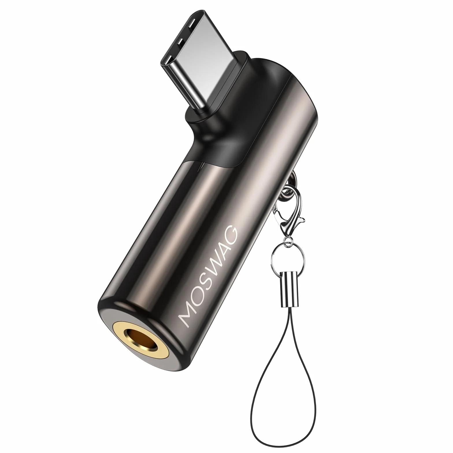 MOSWAG USB C do 3,5 mm Jack Typu C Adapter Prawy Angled do mikrofonu Audio Dongle Stop cynku Adapter słuchawkowy Kompatybilny z Samsung Galaxy S23 S22 S21 Ultra, Huawei P50/40/30, Mate 40/30/20