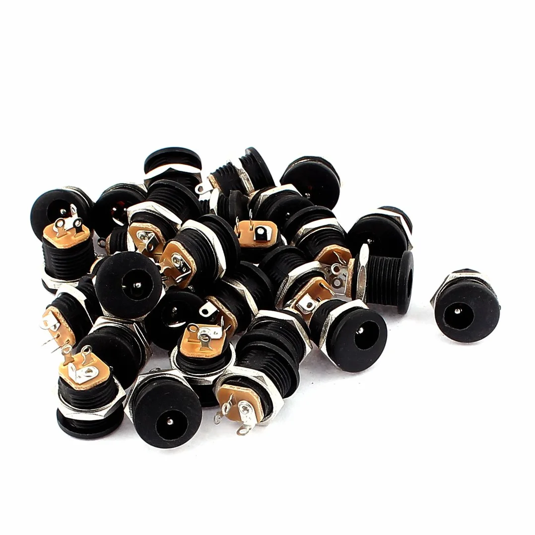 sourcing map 30 szt. 5,5 mm x 2,1 mm DC Jack czarne złącze żeńskie