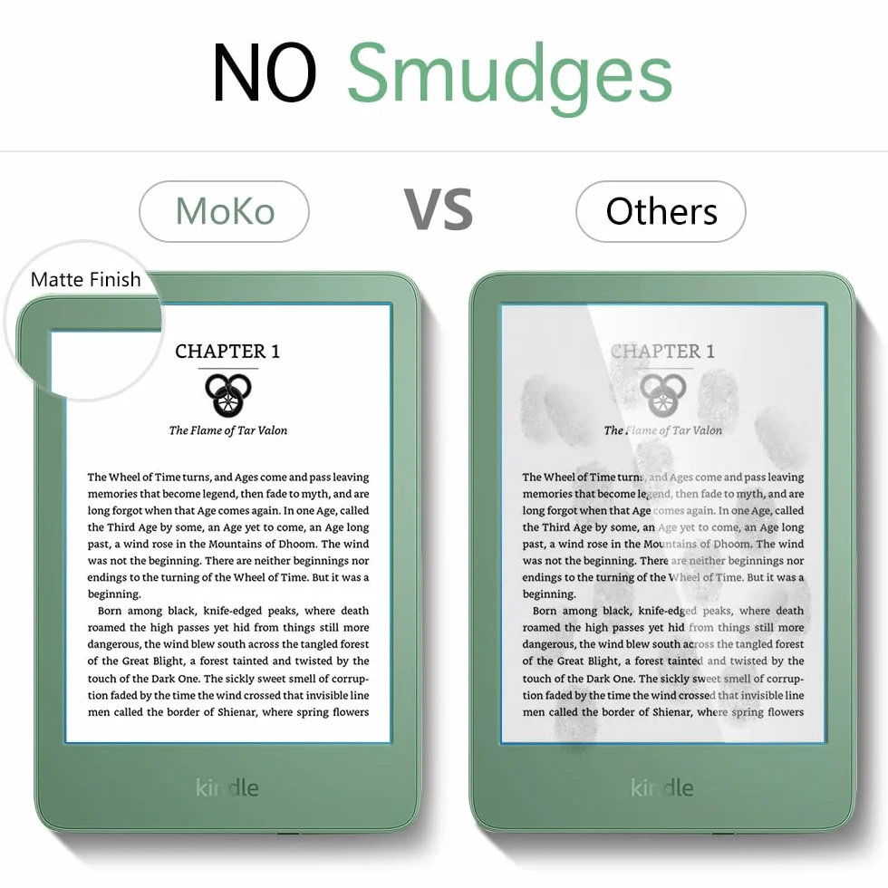 MoKo Anti-Glare Screen Protector 4-Pack for 6" All-New Kindle 11th Gen 2024/2022, Matte PET Protective Film for Kobo Clara, Kobo Nia, PocketBook
