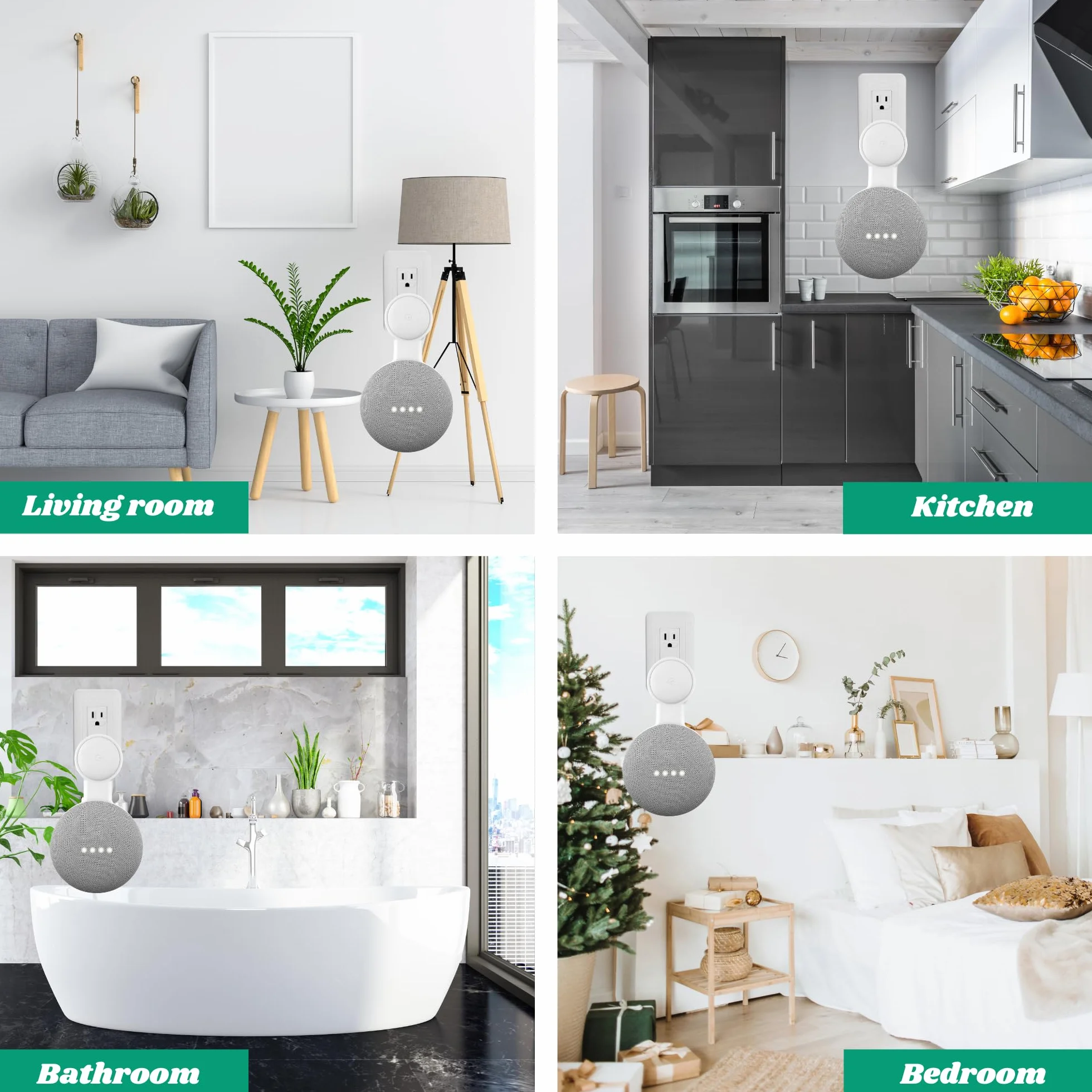 Sintron Uchwyt ścienny do gniazdka elektrycznego Google Nest Mini & Google Home Mini, oszczędność miejsca akcesorium z zarządzaniem kablami dla Google Smart Speakers 1. generacji i 2. generacji. Brak