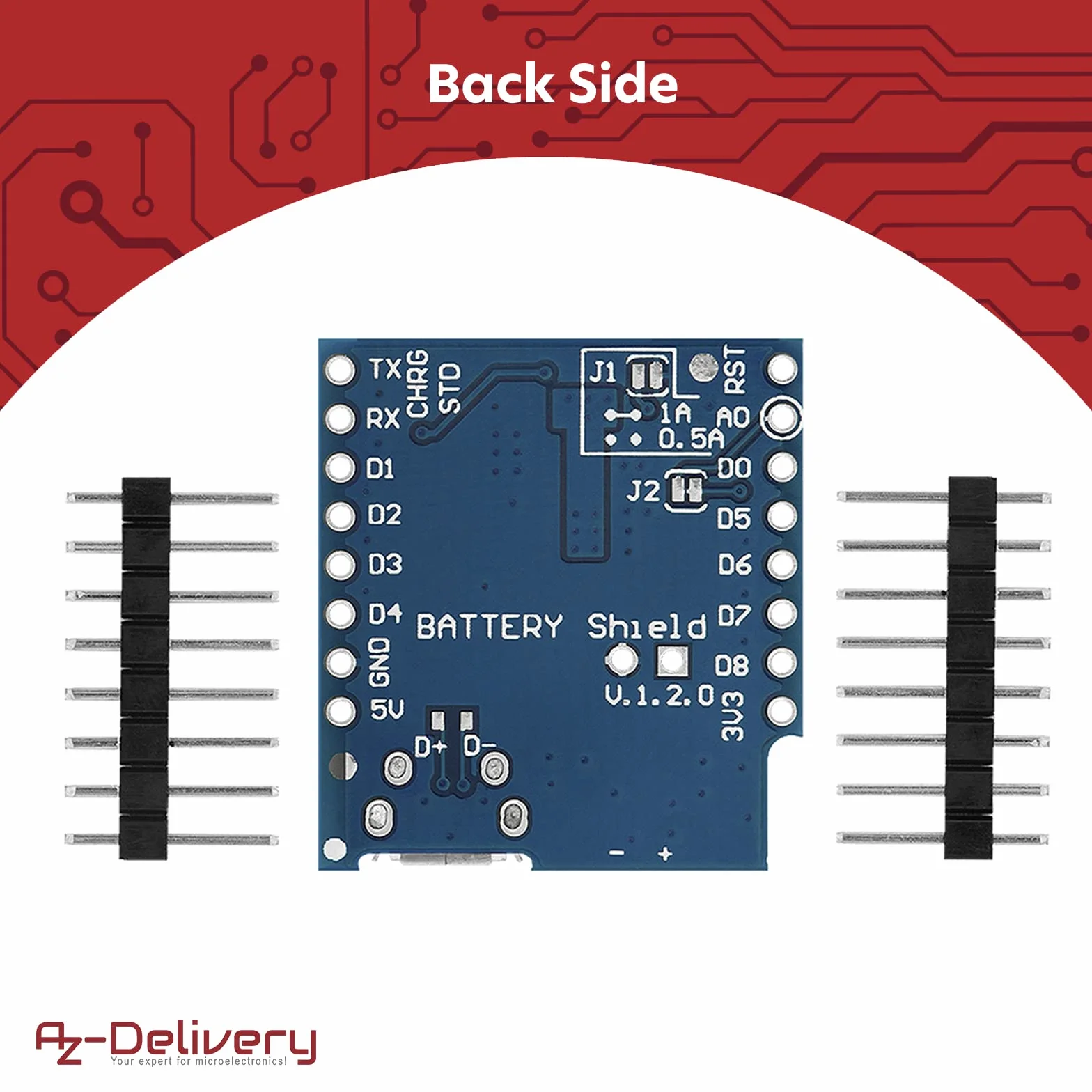 AZDelivery 3 x Battery Shield dla baterii litowych D1 Mini