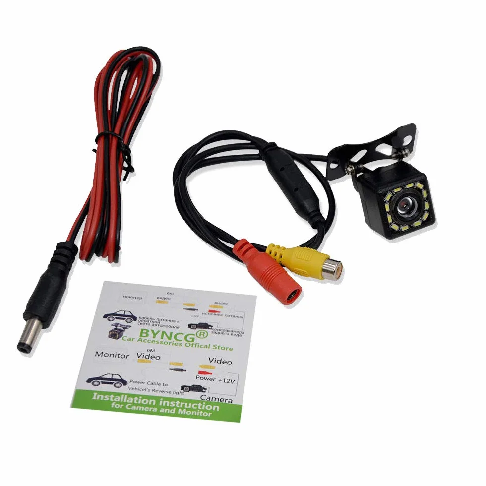 HUIOP kamera cofania samochodu, noktowizor, uniwersalna kamera cofania, 12 diod LED