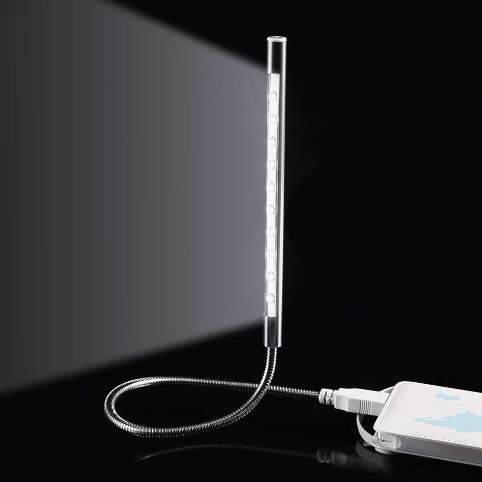 Lampa do Laptopa LED 1W USB Przenośna Klawiatura 10 Szt. Srebro