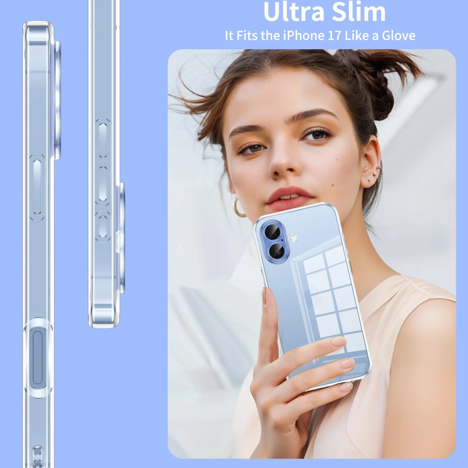 Phoona Etui ochronne na iPhone 17 z 2 szkłami hartowanymi, przezroczyste silikonowe TPU Anti-Shock & Anti-Scratch
