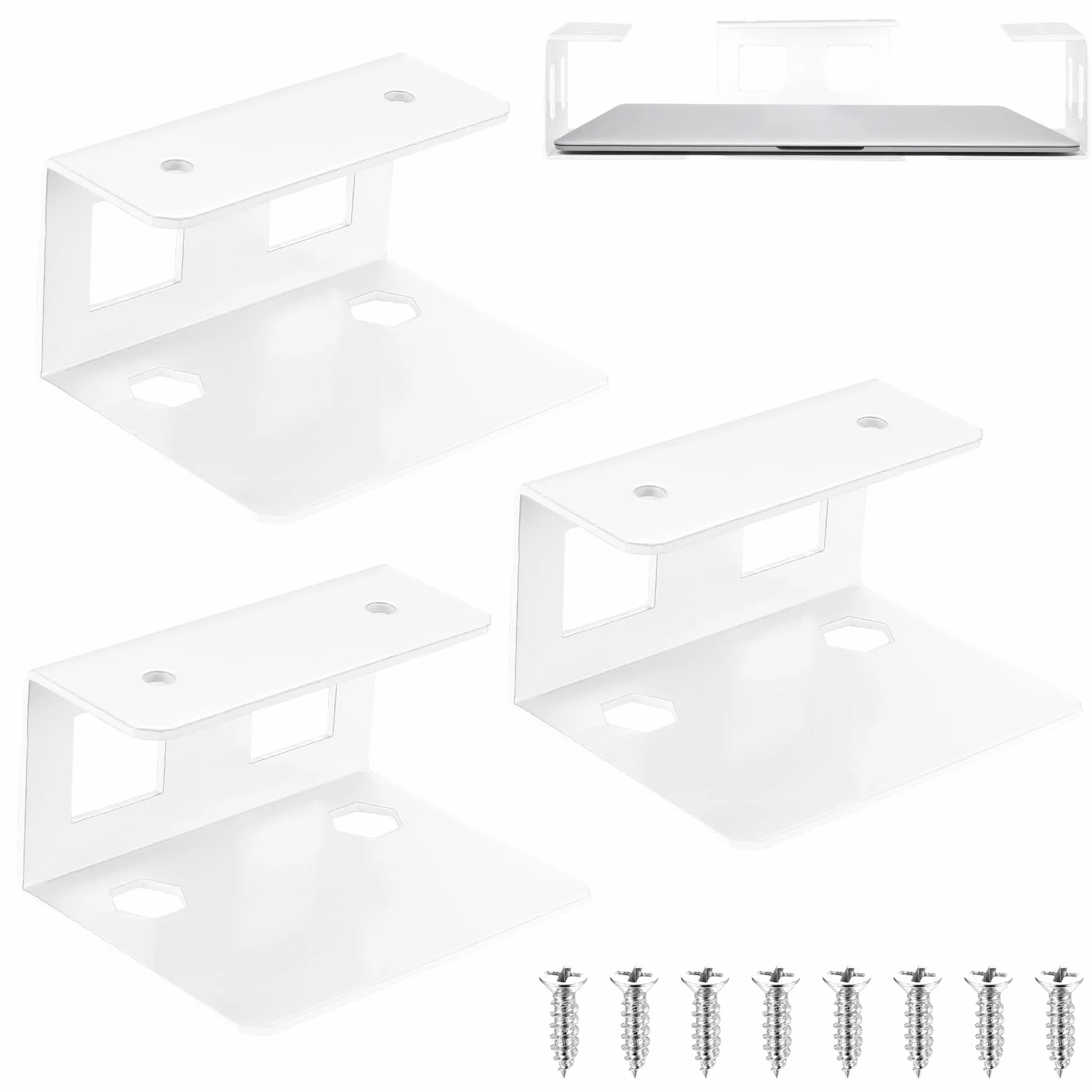 3 szt. uchwyt pod biurko pod laptopa, uchwyt na laptopa pod stołem, oszczędzający miejsce organizer półka na laptopy, tablety, klawiatury, skrzynki kablowe, przełączniki sieciowe (białe)