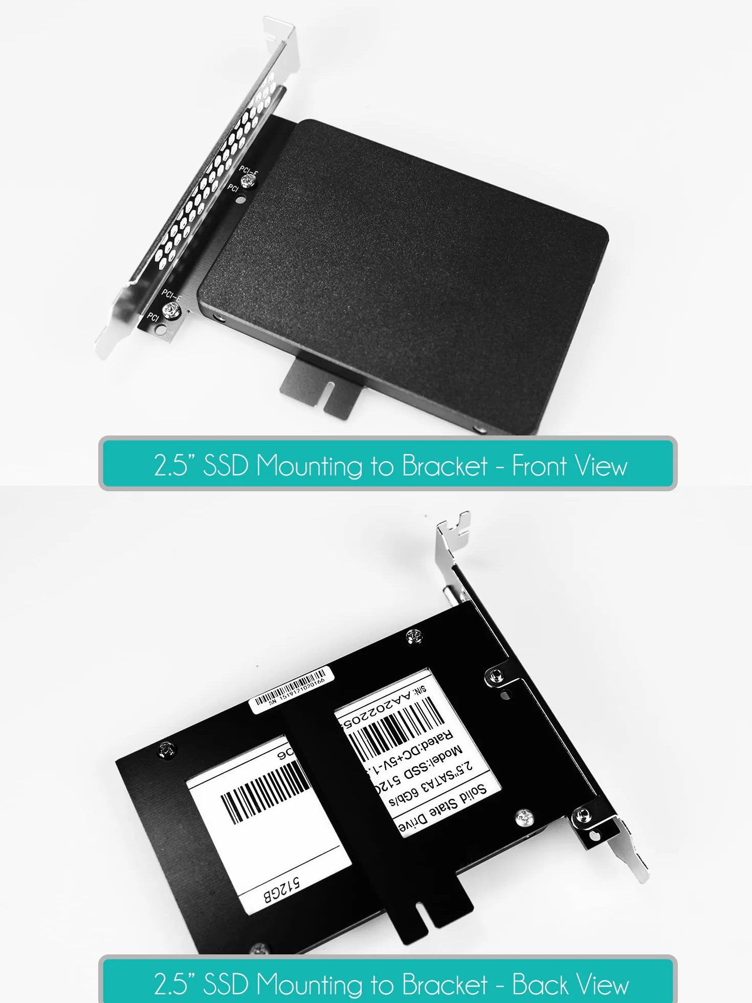GLOTRENDS Uchwyt do montażu dysków SSD/HDD 2,5 cala z kablem SATA III i śrubami do dysków SSD, instalacja na slotach PCIe lub PCI