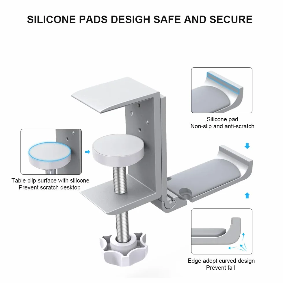 aceyoon składany uchwyt na słuchawki gamingowe z aluminium organizer na kable (srebrny)