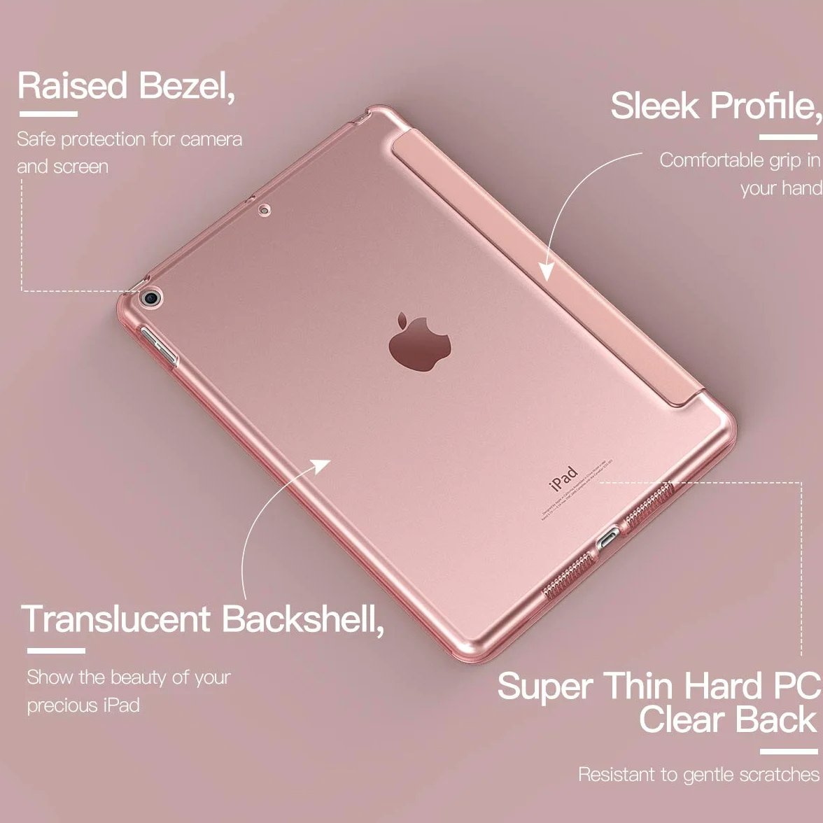 TiMOVO Case for iPad 9th Generation 2021/iPad 8th Generation 2020/iPad 7th Generation 2019, Ultra Thin Translucent Protective Smart Cover with Auto Sleep/Wake for iPad 10.2 Inches, Rose Gold