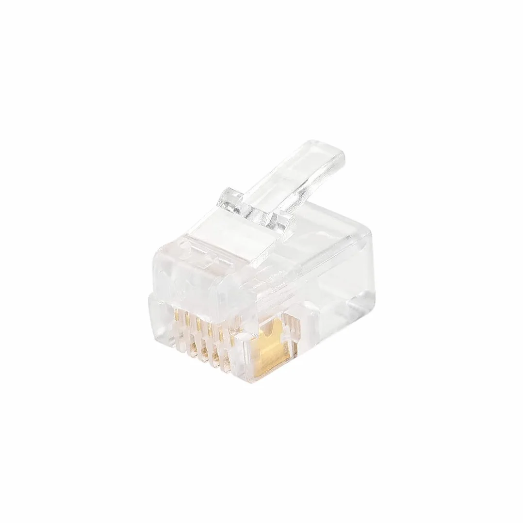 sourcing map 50 szt. Modułowa wtyczka telefoniczna RJ12, rdzeń miedziany 6P6C, przezroczysty