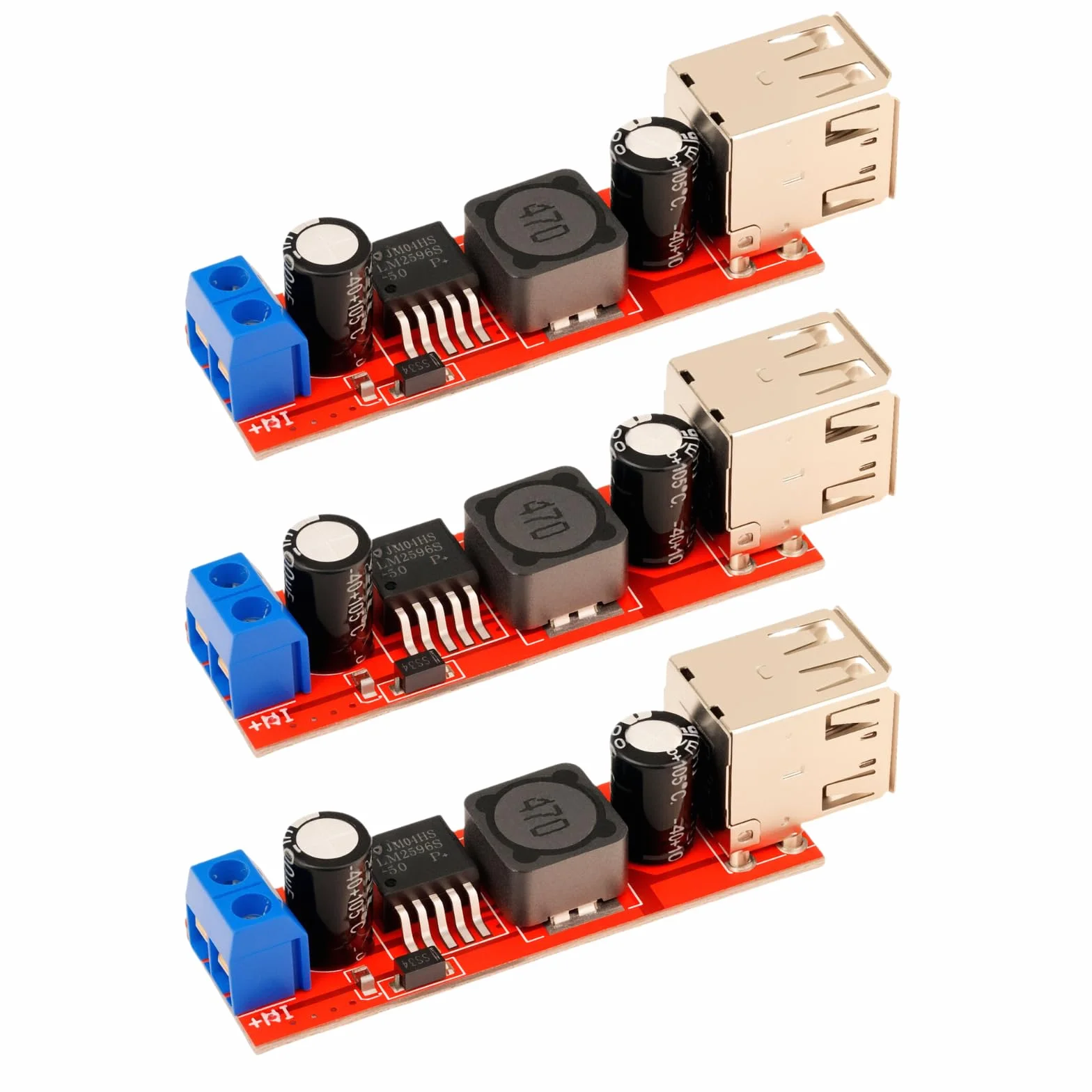 Podwójny konwerter USB DC-DC Step Down Converter 6 V-40 V do 5 V 3 A Buck Buck Power Supply Module (3 sztuki)