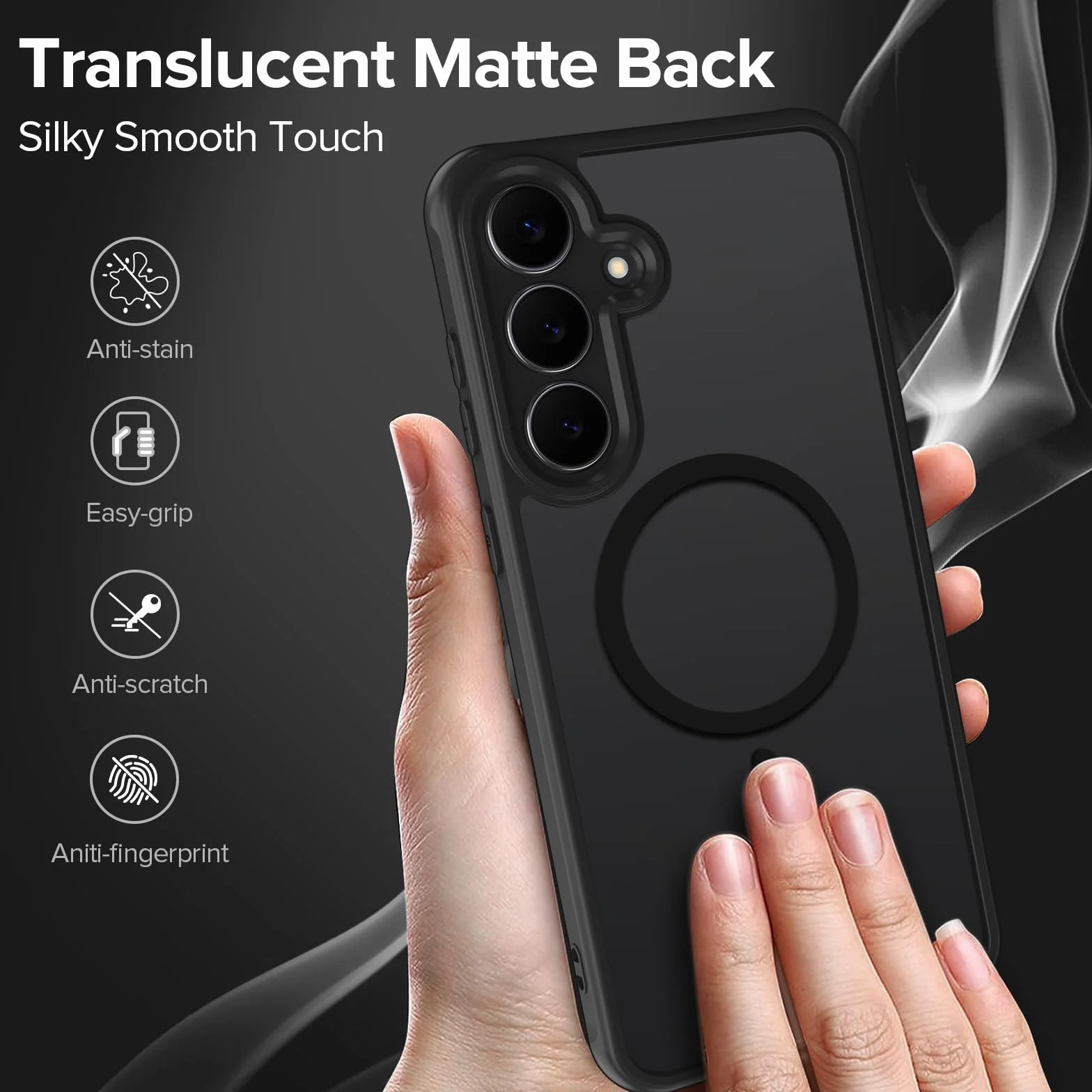 iVoler Magnetyczne etui do Samsung Galaxy S25 Fe 5G z 2 sztukami szkła hartowanego, [odporne na wstrząsy klasy wojskowej] półprzezroczyste matowe cienkie etui na telefon MagSafe Anti-Fingerprint