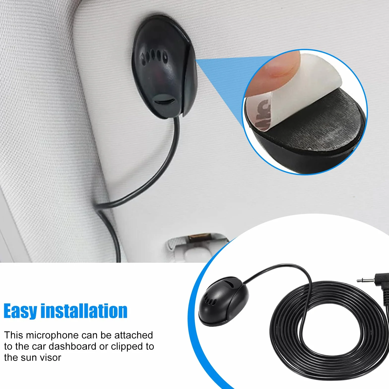Mikrofon do radia samochodowego przenośny zewnętrzny kabel 3 m wtyczka jack 3,5 mm stereo