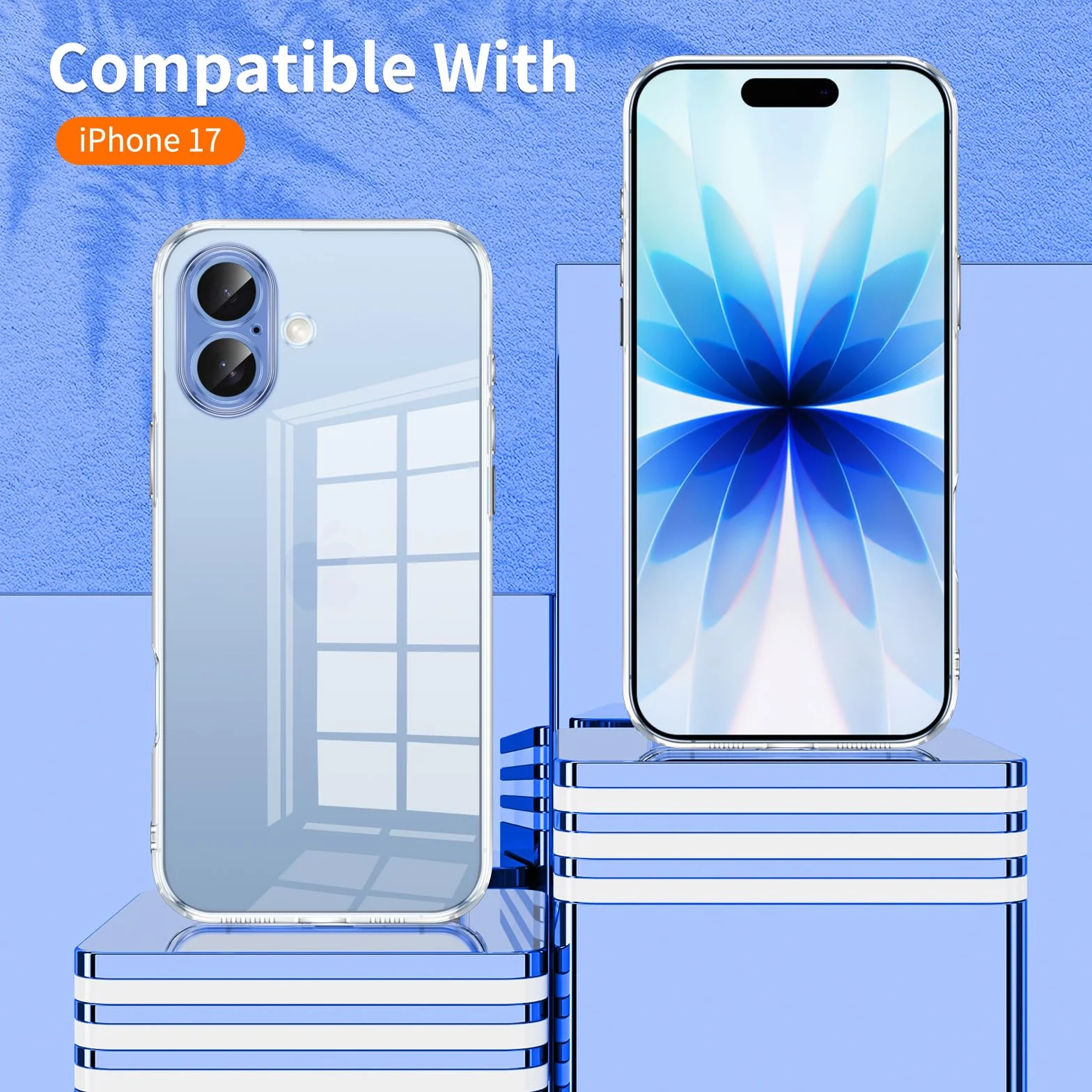 Phoona Etui ochronne na iPhone 17 z 2 szkłami hartowanymi, przezroczyste silikonowe TPU Anti-Shock & Anti-Scratch