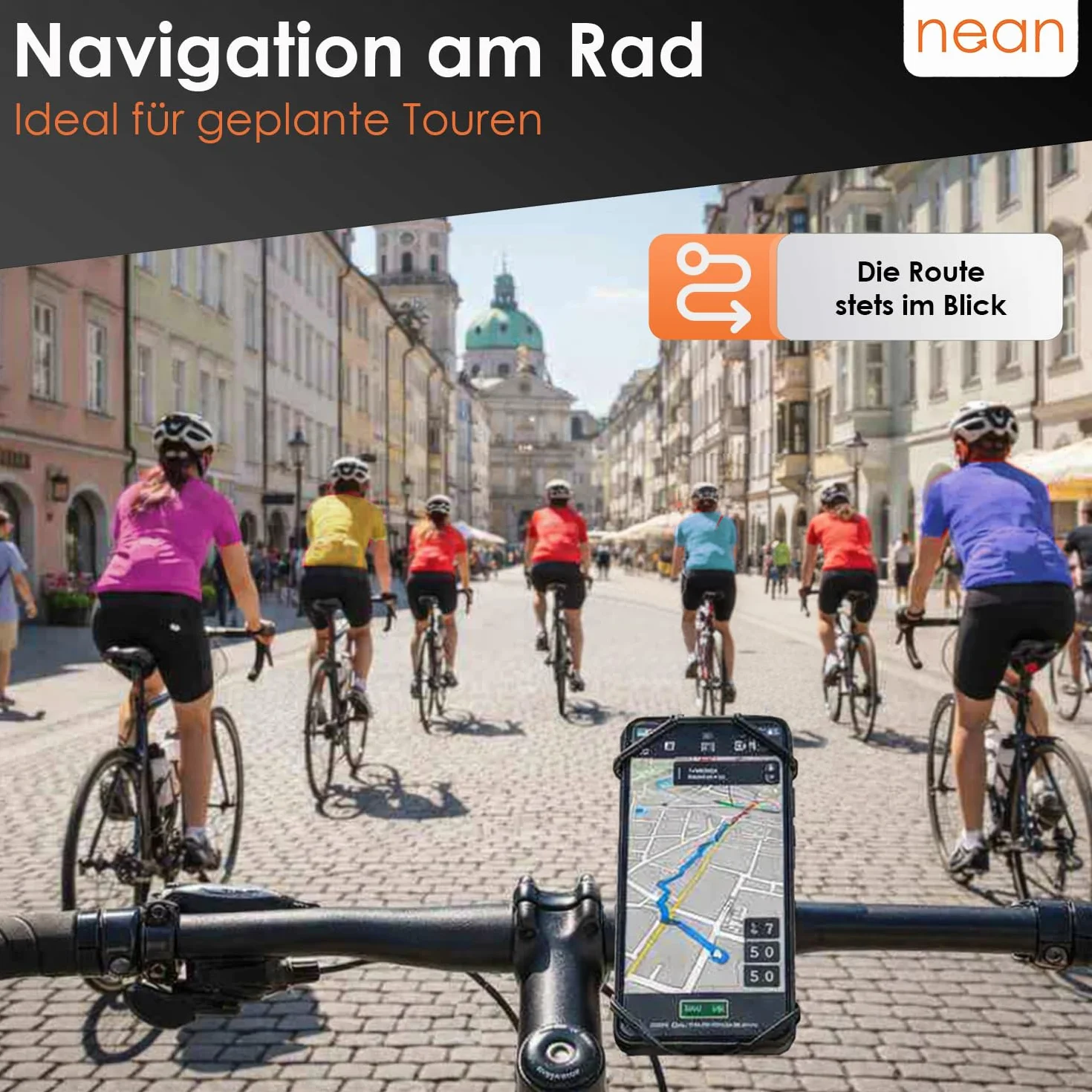 nean Silikonowy uchwyt na telefon komórkowy na kierownicę rowerową, 360°, czarny