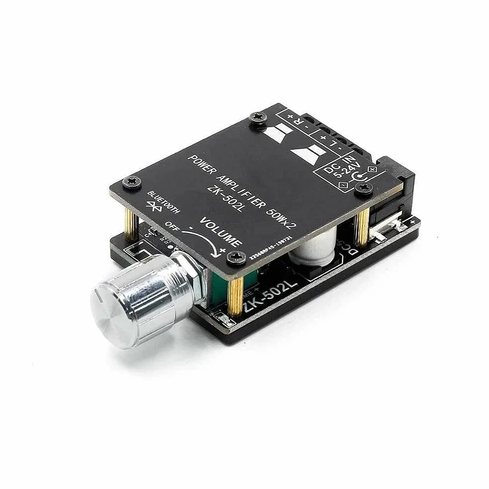 DollaTek 2x50W TPA3116 bluetooth 5.0 mini karta cyfrowy wzmacniacz mocy z prze??cznikiem i regulowan? g?o?no?ci? z obudow?