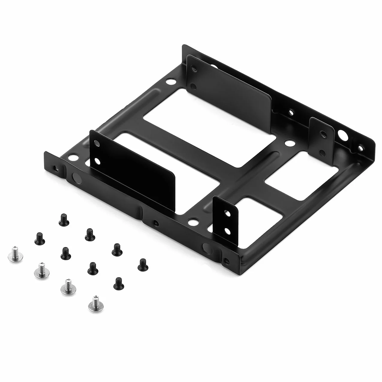 deleyCON Ramek Montażowych Set 2x 2,5" Dysków Twardych SSD do Adaptera 3,5" Zdejmowana Rama Wspornik Szyny Kabel SATA Zasilacz Śrubokręt