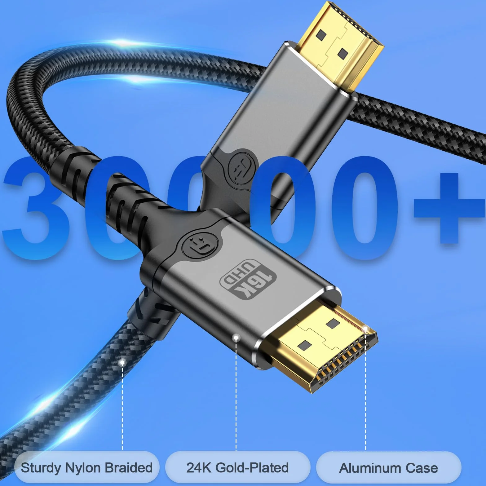 Kabel 16K HDMI 2.2, 96 Gbit/s, ultra High Speed ​​16K 60Hz 8K 240Hz 4K 480Hz, do PS5 // TV/komputer gamingowy/monitor/projektor (3 m)