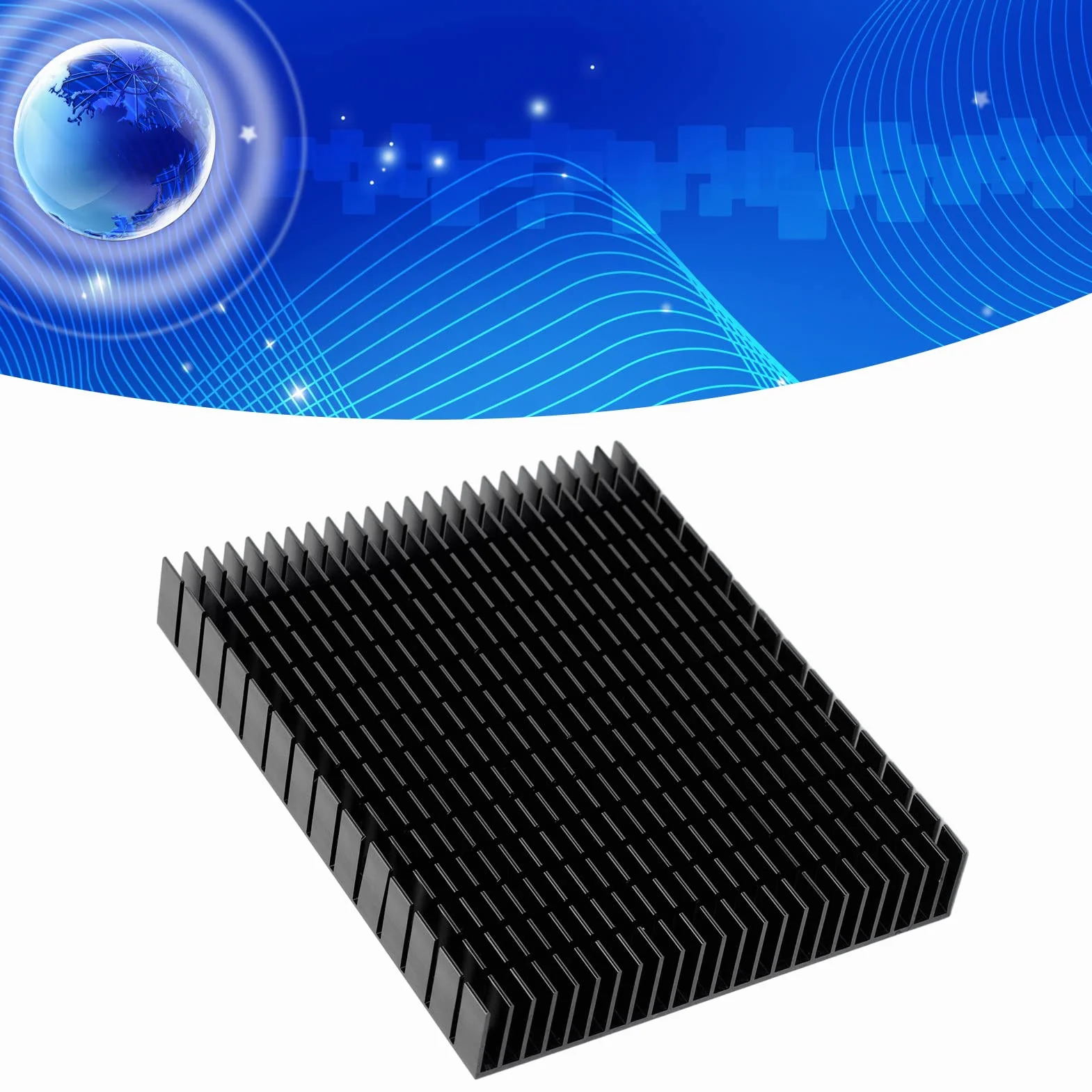 Radiator Aluminiowy Radiator Chłodnica Aluminiowa Radiator Chłodzący 150X120X20Mm dla Wzmacniacza Procesora Radiator Chłodzący Pcb (BLACK)