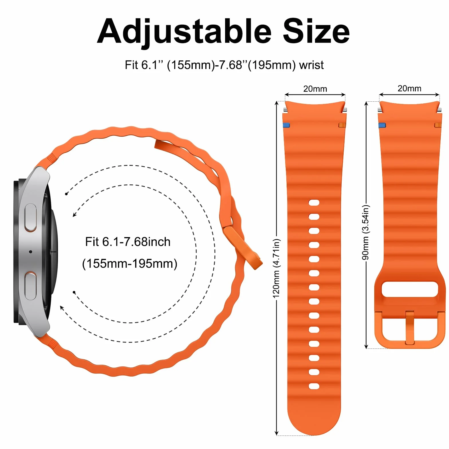 Amzpas Pasek do Samsung Galaxy Watch 6 40 mm, 44 mm, dla kobiet i mężczyzn, silikonowy, sportowy pasek zamienny do zegarka Samsung Galaxy Watch 6 Classic 43 mm, 47 mm