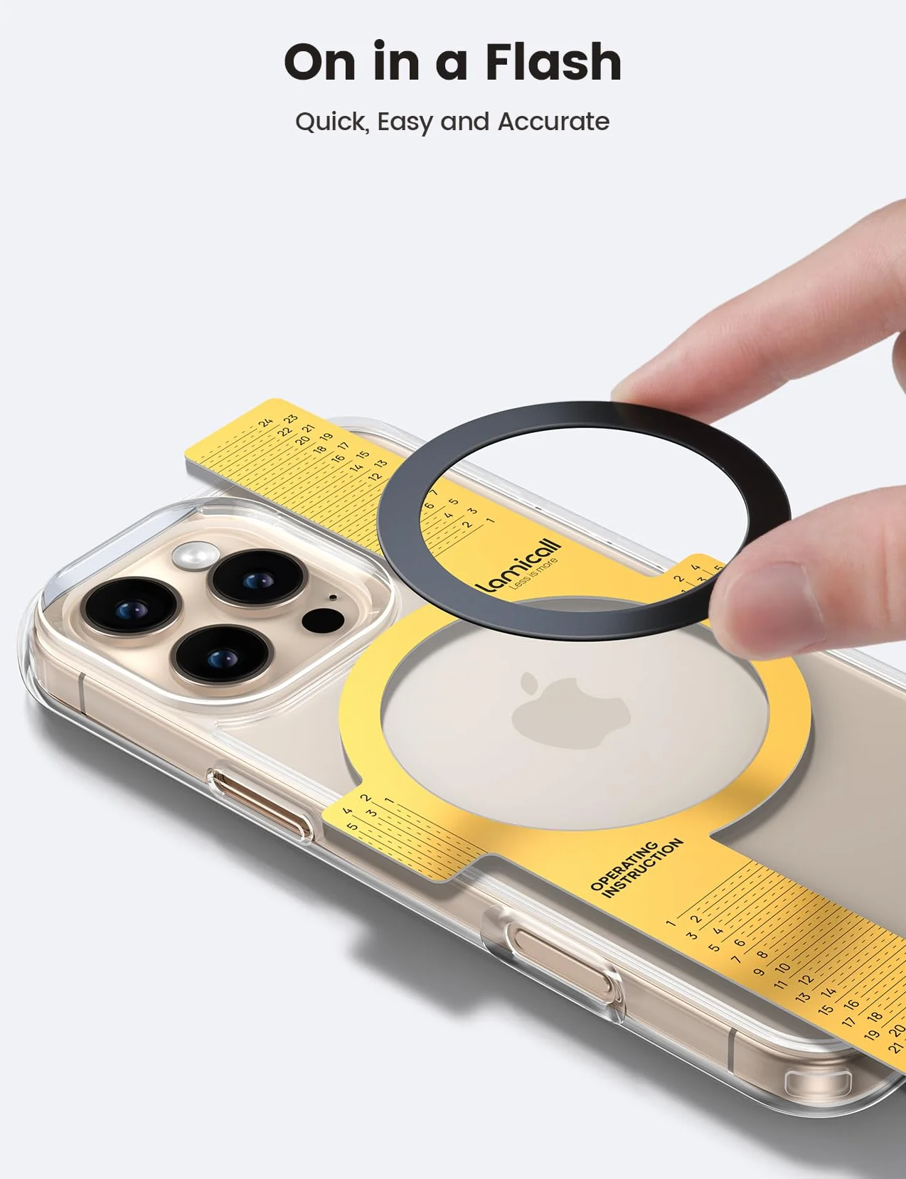Lamicall naklejki pierścieniowej dla Mag-Safe - [4 sztuk]Ekstra silny metalowy pierścień,zestaw konwersyjny na bezdotykowego ładowania, odpowiedni dla iPhone 16/15/14/13/12/11, Galaxy,Android - Czarny