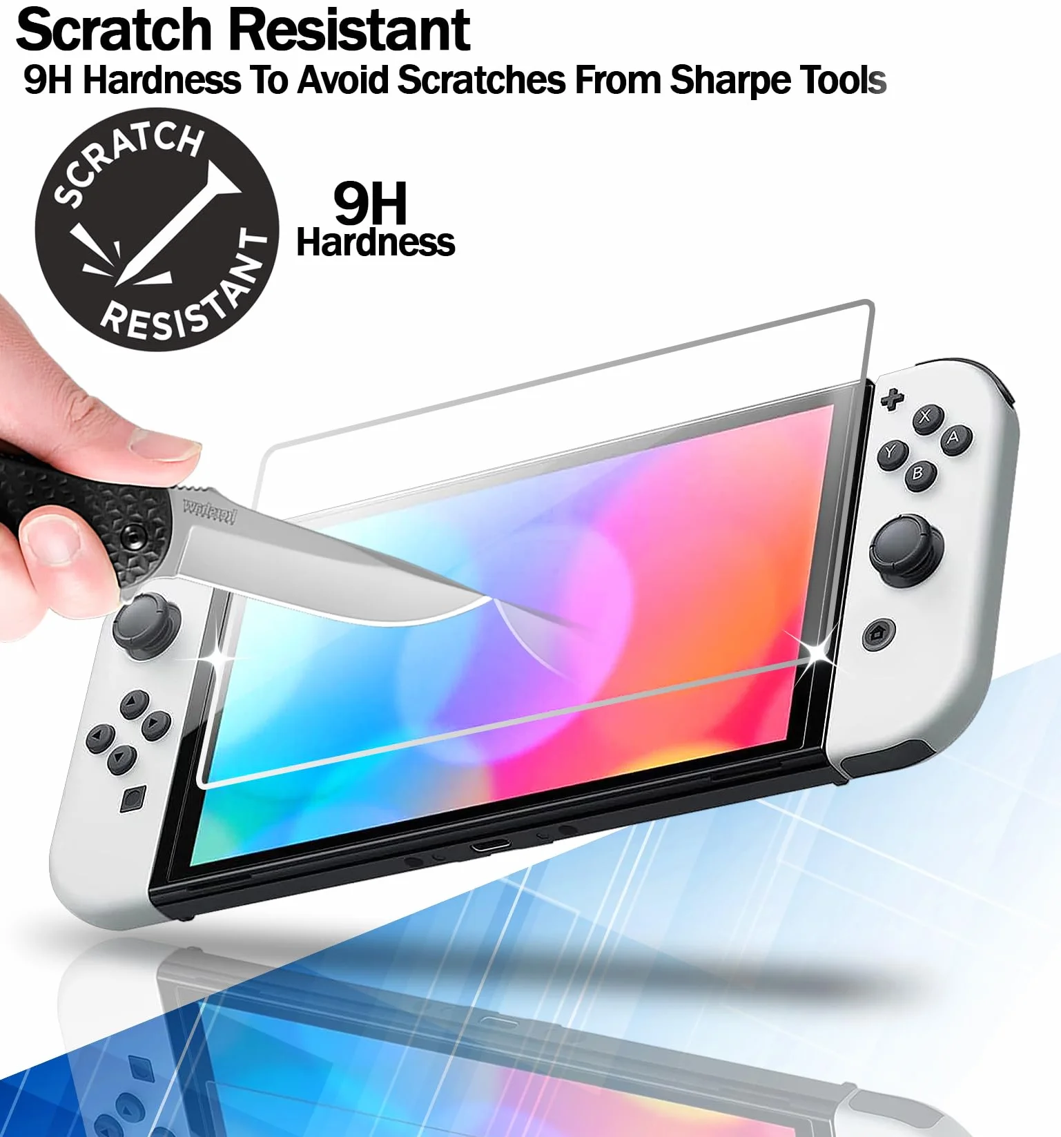 RKINC 2 sztuki, szkło pancerne, szkło ochronne do Nintendo Switch (modello OLED), pancerna folia ochronna na wyświetlacz HD, 0,33 mm, odporna na zarysowania, nie odpryskuje, bez pęcherzyków powietrza,