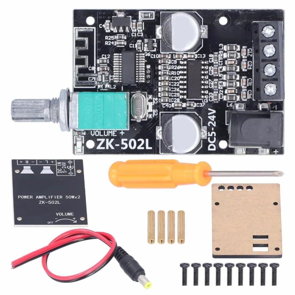 DollaTek 2x50W TPA3116 bluetooth 5.0 mini karta cyfrowy wzmacniacz mocy z prze??cznikiem i regulowan? g?o?no?ci? z obudow?