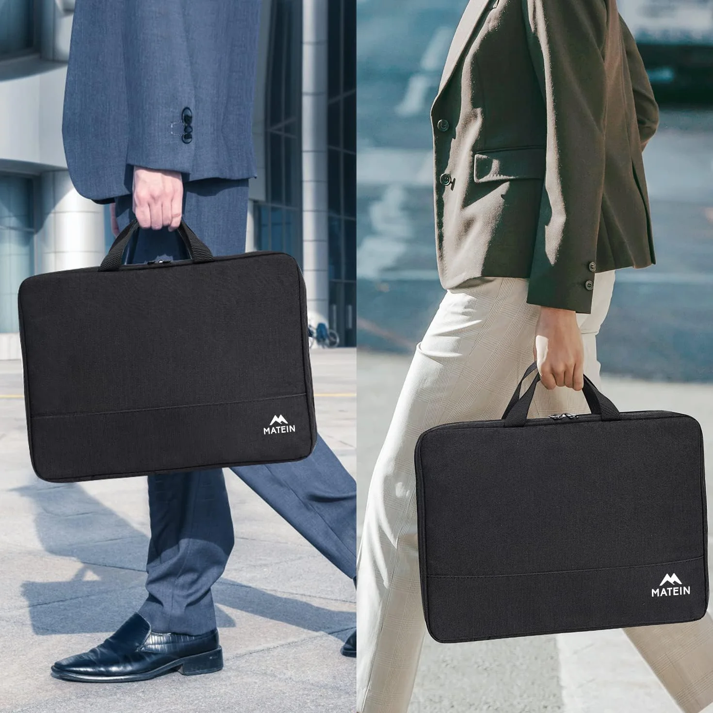 MATEIN Etui na laptopa 15,6 cala, etui na laptopa, wodoodporna torba na laptopa, etui ochronne z uchwytem, pokrowiec na laptopa Obudowa na notebooka 15-15 6 cali HP Lenovo Acer Chromebook Dell, czarny